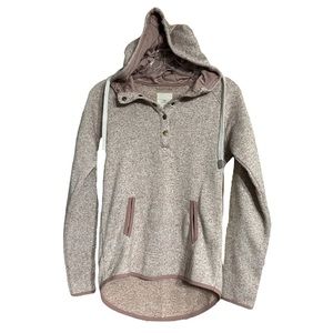 Anthro Thread & Supply Pink Marled Snap Front Curved Hem Thick Hoodie Sz XS EUC
